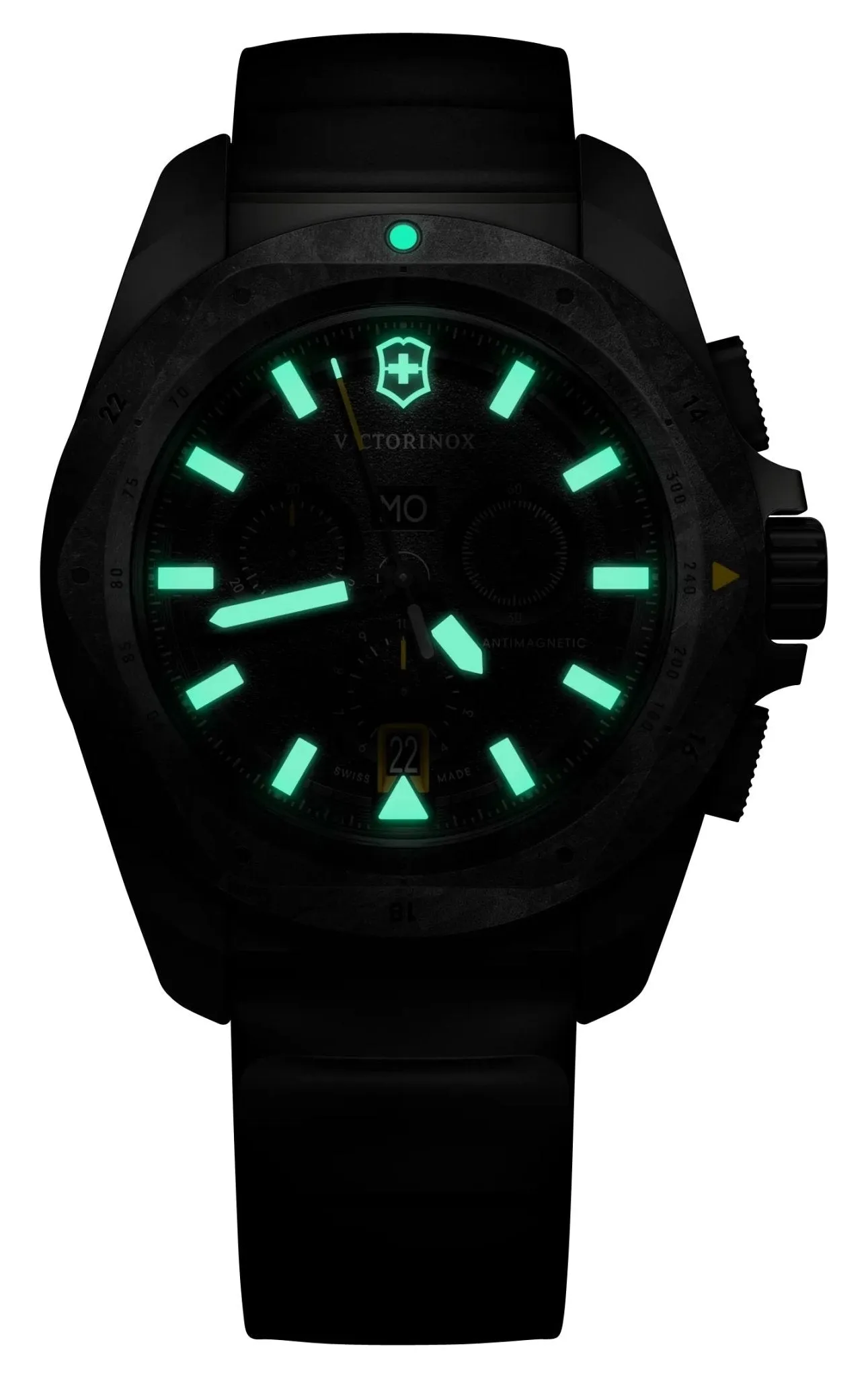 Victorinox Swiss Army I.N.O.X. Chronograph Titanium Black Dial Black Rubber Strap Day/Date Divers Quartz Mens Watch 242011