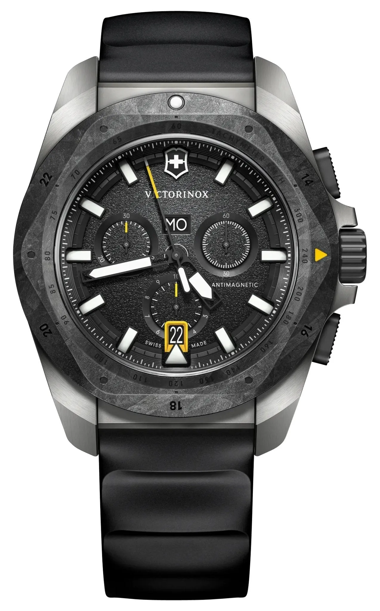 Victorinox Swiss Army I.N.O.X. Chronograph Titanium Black Dial Black Rubber Strap Day/Date Divers Quartz Mens Watch 242011