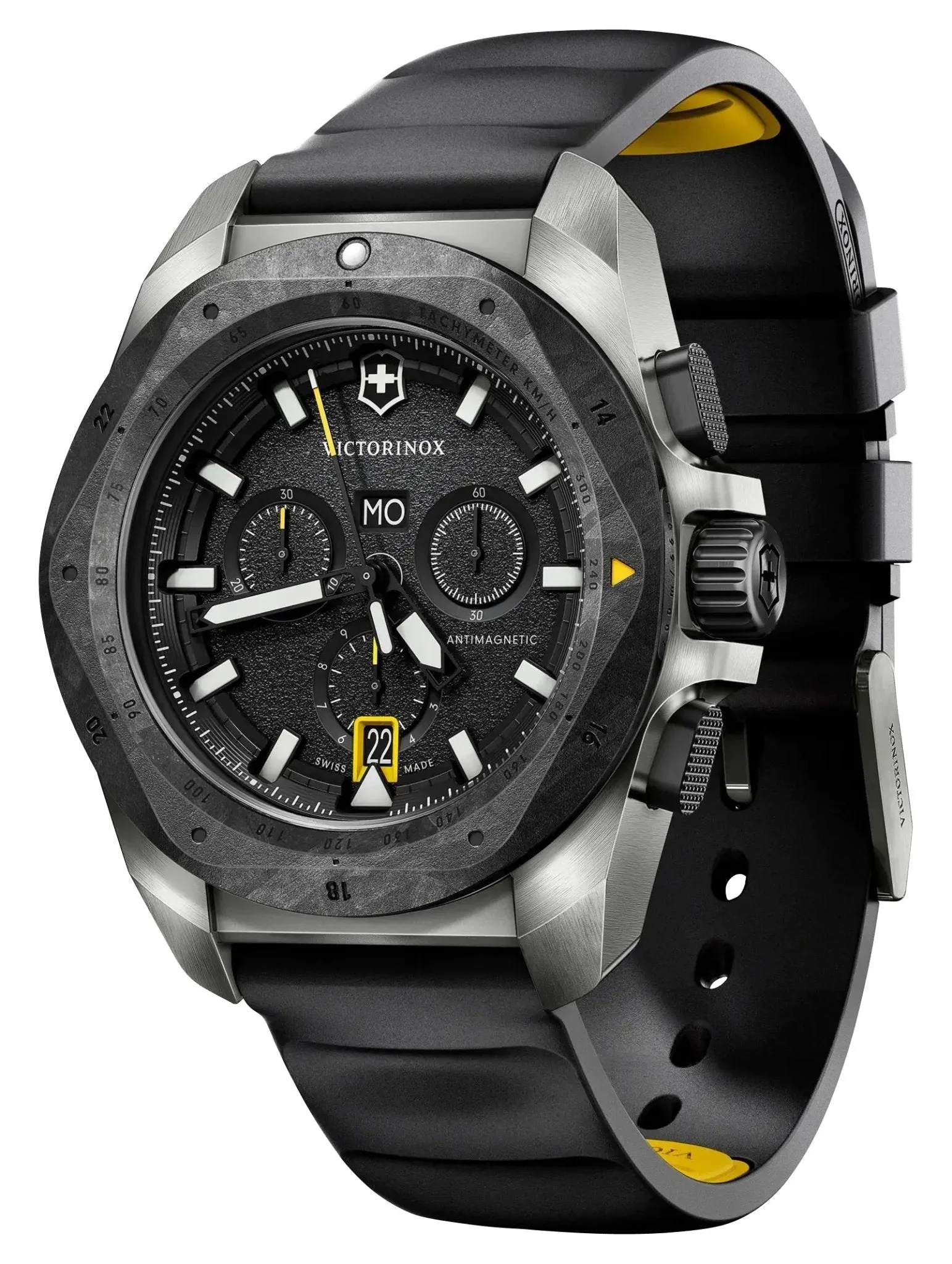 Victorinox Swiss Army I.N.O.X. Chronograph Titanium Black Dial Black Rubber Strap Day/Date Divers Quartz Mens Watch 242011