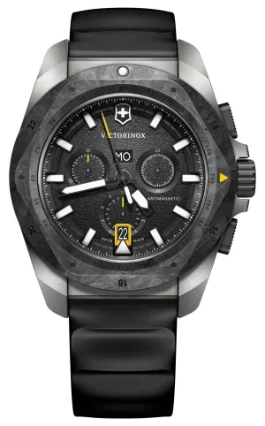 Victorinox Swiss Army I.N.O.X. Chronograph Titanium Black Dial Black Rubber Strap Day/Date Divers Quartz Mens Watch 242011