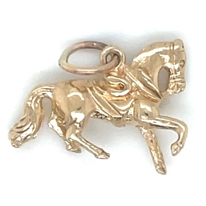 Vintage 9ct Yellow Gold Running Horse Pendant