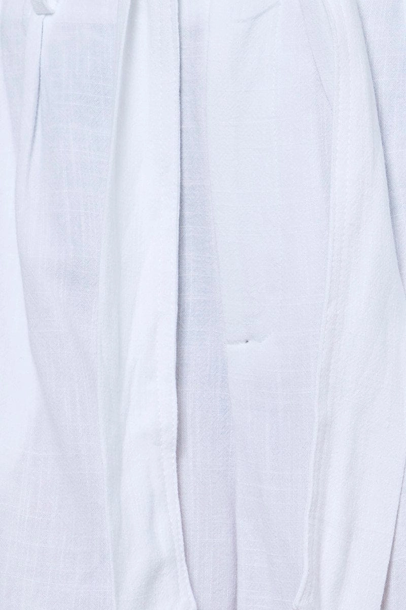 White Belted Shorts High Waist Linen