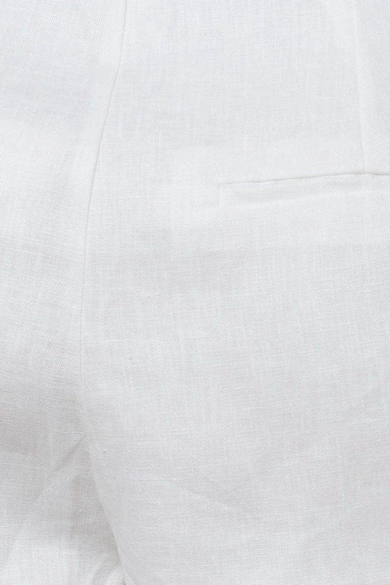 White High Rise Shorts Linen