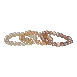 White, Peach, and Pink Freshwater Cultured Pearl Bracelet Set