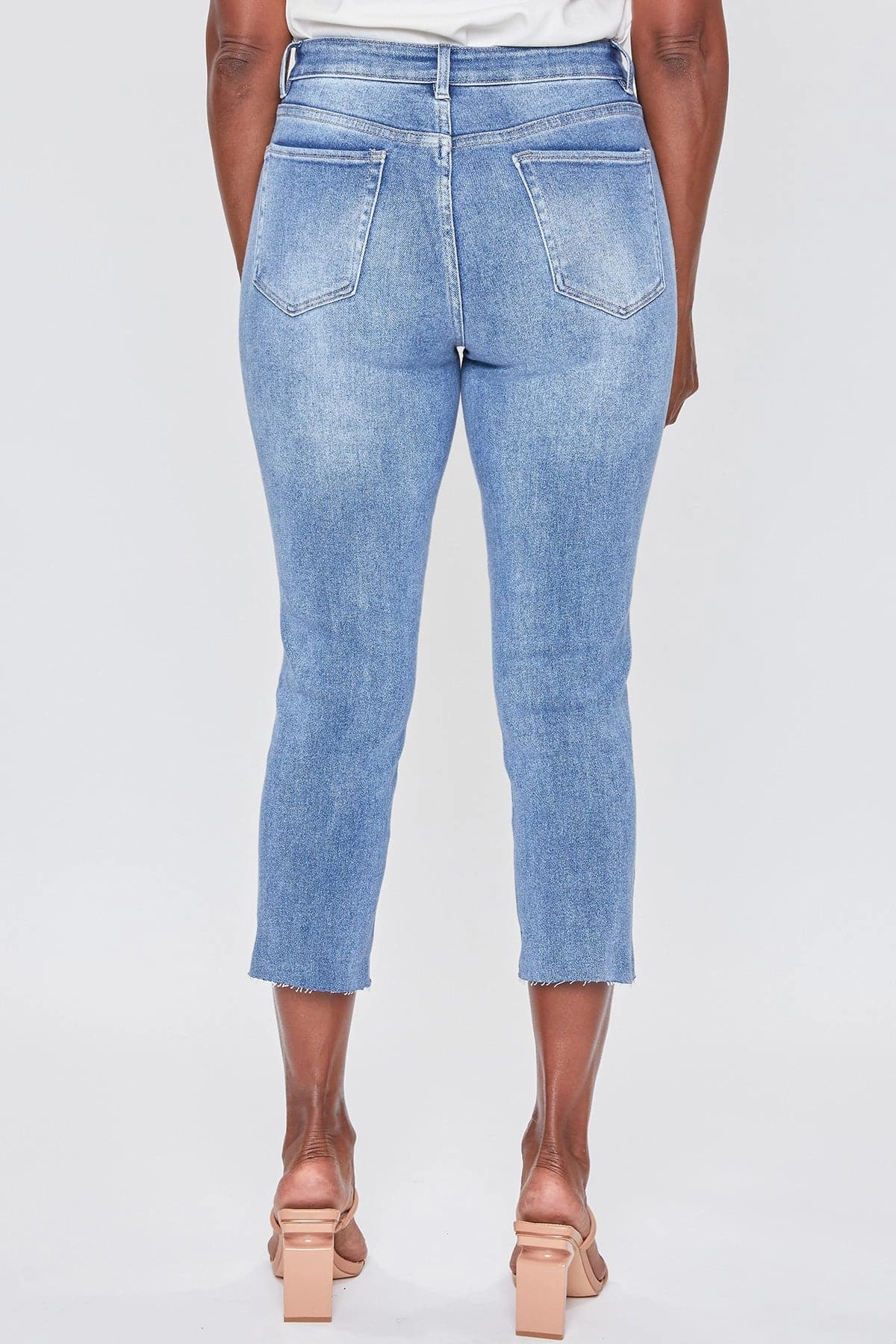 Women's Vintage High Rise Slim Straight Raw Hem Cropped Flood Jeans