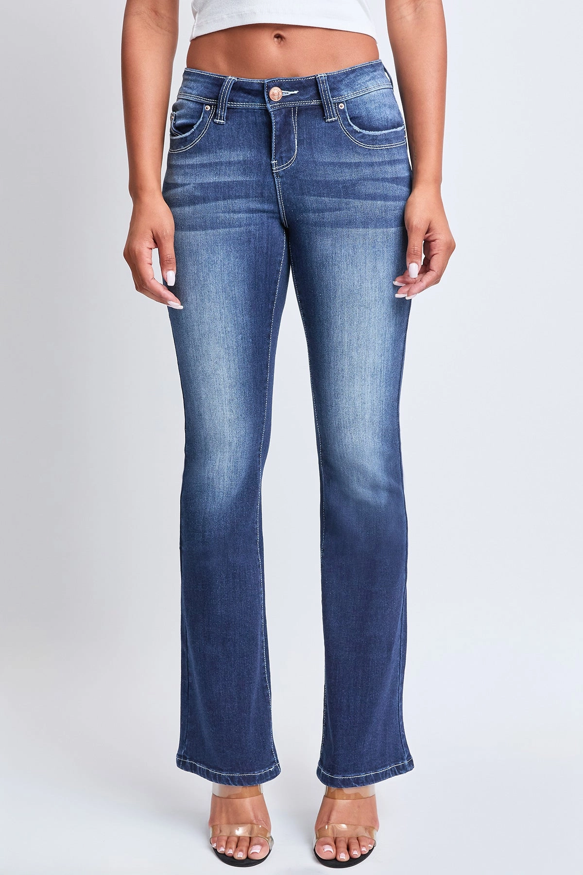 Women's WannaBettaButt Low Rise Embroidered Flare Jeans