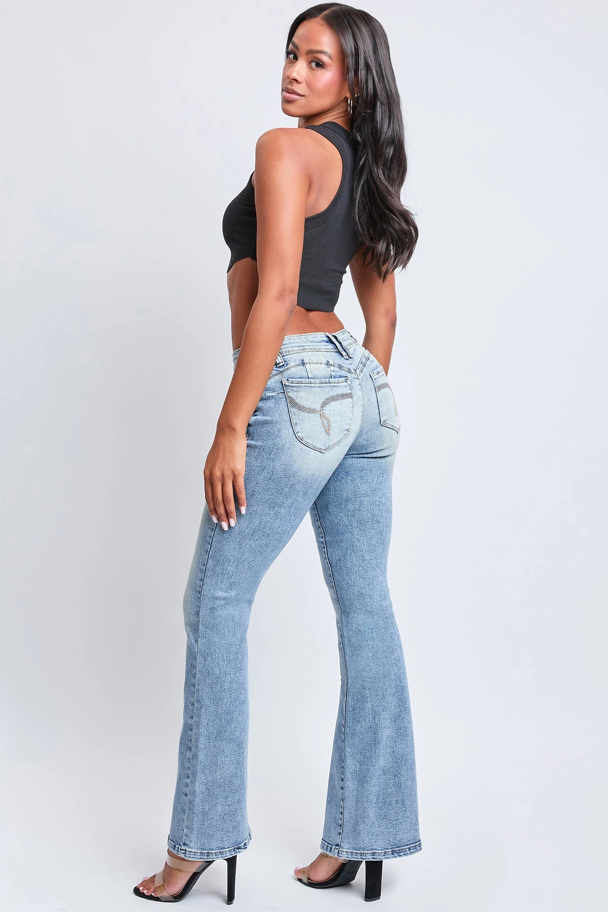 Women's WannaBettaButt Low Rise Embroidered Flare Jeans