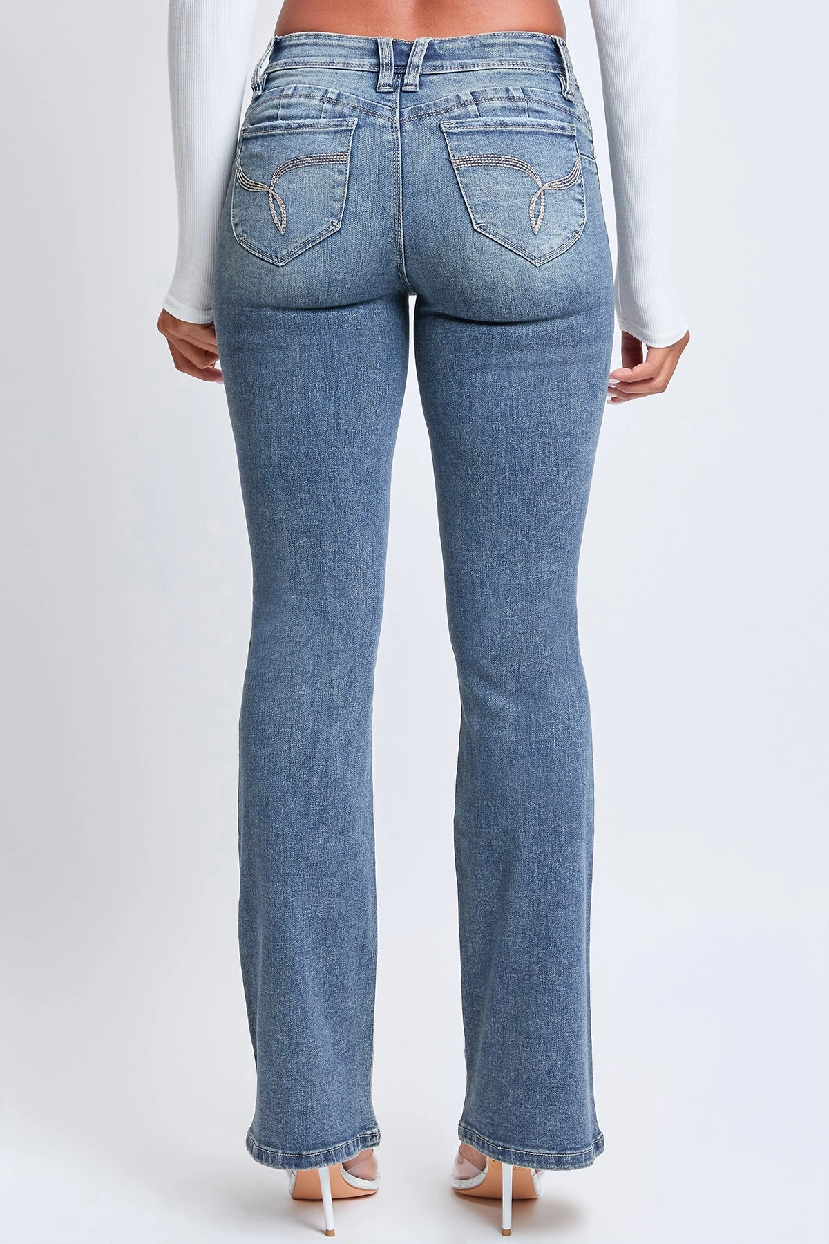 Women's WannaBettaButt Low Rise Embroidered Flare Jeans