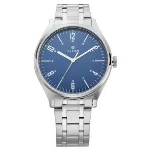 Workwear Men Blue Dial & Stainless Steel Strap