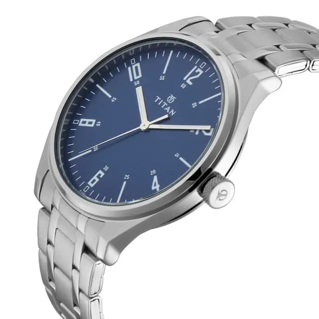Workwear Men Blue Dial & Stainless Steel Strap