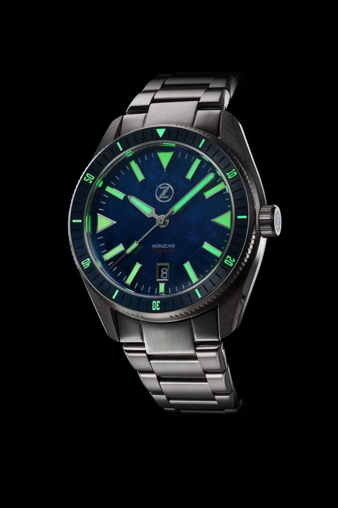 Zelos Horizons 43mm Blue Meteorite