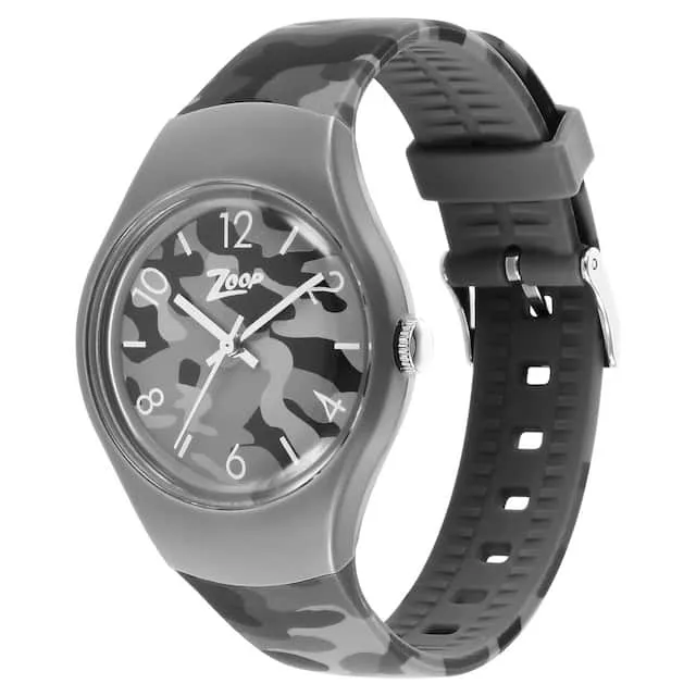 Zoop Camo Analog Grey Dial Plastic Strap
